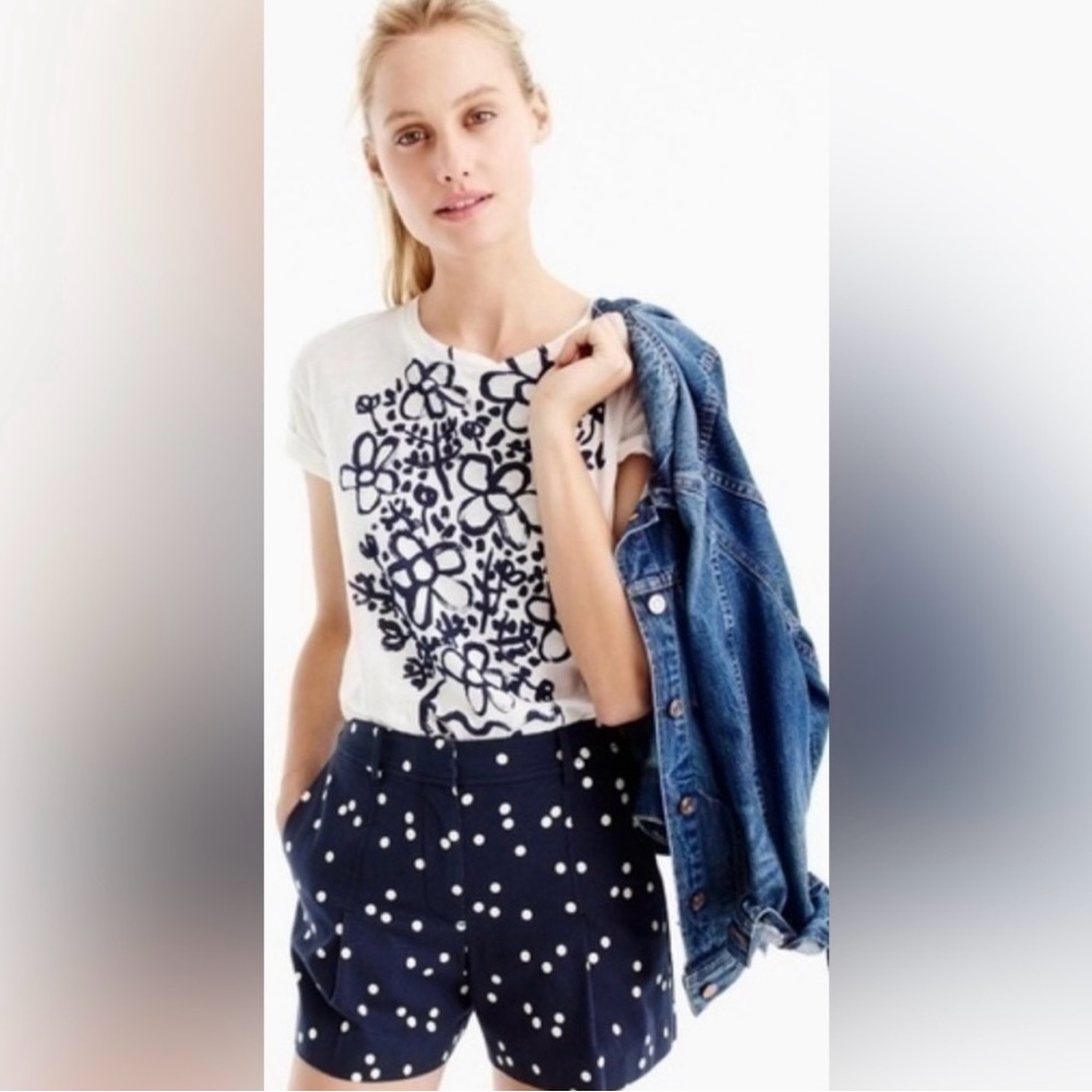 J Crew High Waist Pleat Front Polka Dot Shorts